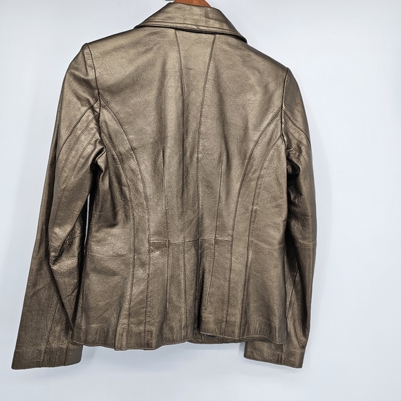 Worthington Bronze Metallic Leather Blazer Jacket Womens Size Small - Picture 5 of 8